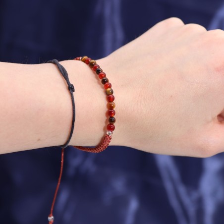 Bougie du zodiaque Lion avec bracelet de pierres précieuses - Bougie de soja avec bracelet œil de tigre et corail - 22h