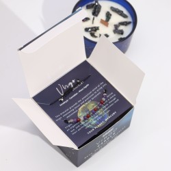 Candela Zodiacale Vergine con Bracciale Pietre Preziose - Candela di Soia e Bracciale Pietre Ametista, Agata Muschiata, Corallin