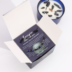 Vela do Zodíaco de Escorpião com Pulseira de Pedras Preciosas - Vela de Soja e Obsidiana, Granada, Pulseira de Quartzo Fumê - 22