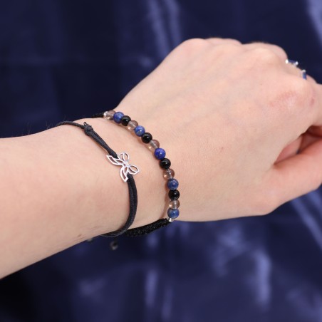 Bougie du zodiaque Scorpion avec bracelet de pierres précieuses - Bougie de soja et bracelet en quartz fumé, obsidienne, grenat