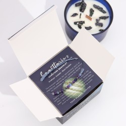 Sagittarius Zodiac Candle with Gemstone Bracelet - Soy Candle with Amethyst, Sodalite and Obsidian Bracelet - 22h