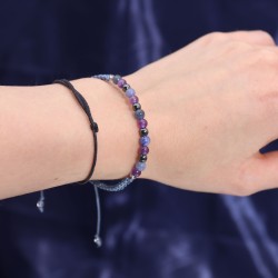 Bougie du zodiaque Sagittaire avec bracelet de pierres précieuses - Bougie de soja avec bracelet d’améthyste, de sodalite et d’o