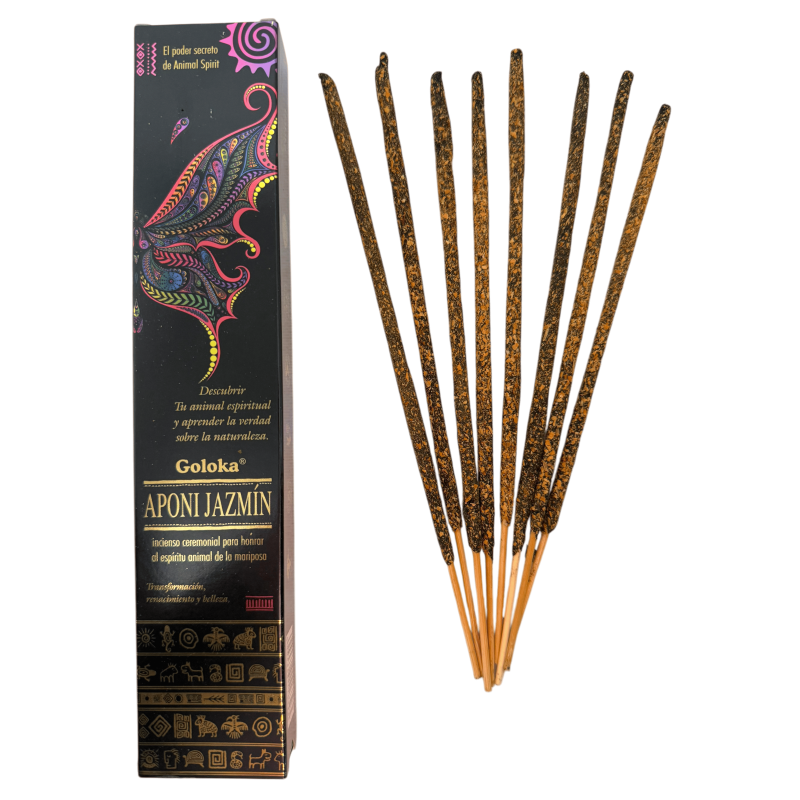 Animal Spirits Aponi Jasmine Butterfly Incense Goloka Incense - عبوة من 8 أعواد بخور عضوية-بخور Goloka Animal Spirits-HOSTENATURA