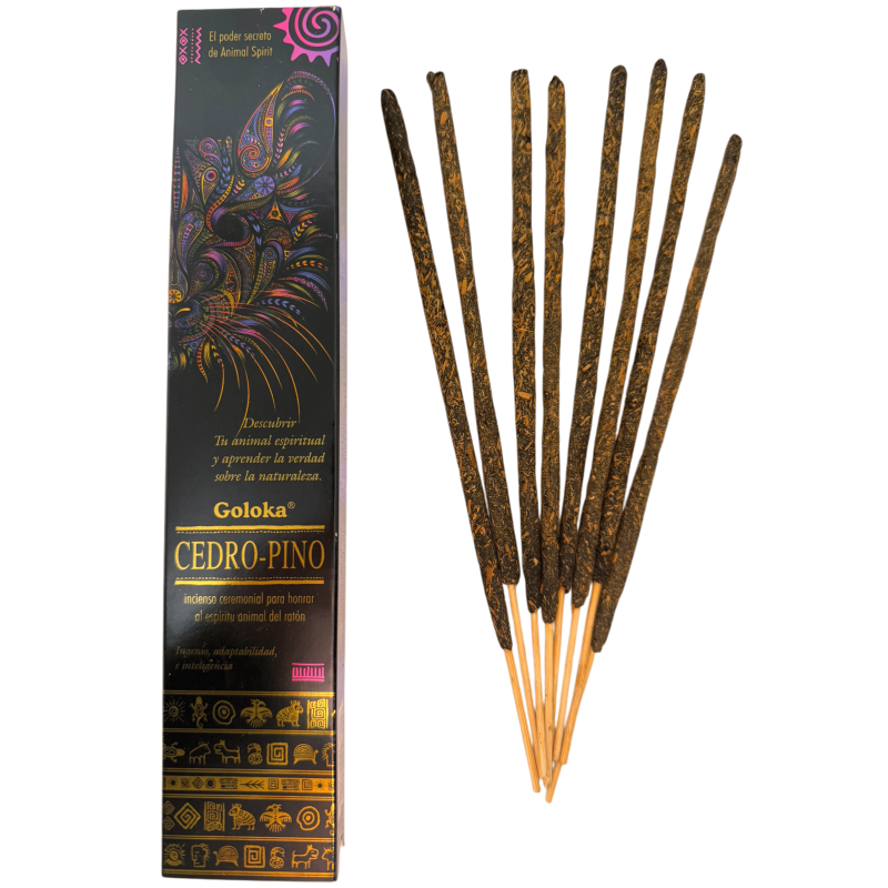 Incenso Animal Spirits Cedro Pino Topo Incenso Goloka - Confezione da 8 bastoncini di incenso biologico-Incenso Goloka Spiriti Animali-HOSTENATURA