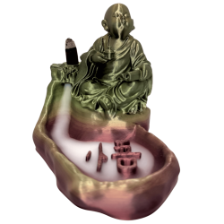 Bruciatore di incenso Buddha con simbolo OM - Cascata di incenso a riflusso