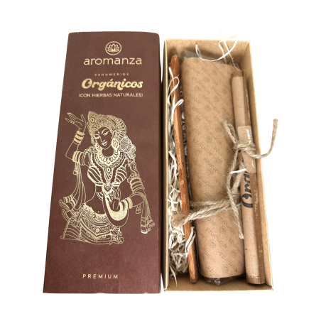 Kit Aromanza Inciensos Orgánicos Premium - 30 barritas orgánicas naturales variedad aromática y 1 porta incienso