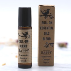 Roll-on Blend of Essential Oils Happiness Mint, Orange and Myrrh with vitamin E - 10ml.