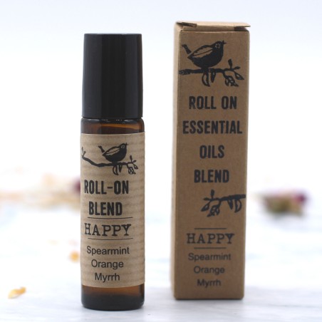 Roll-on Blend de Óleos Essenciais Felicidade Hortelã, Laranja e Mirra com vitamina E - 10ml.