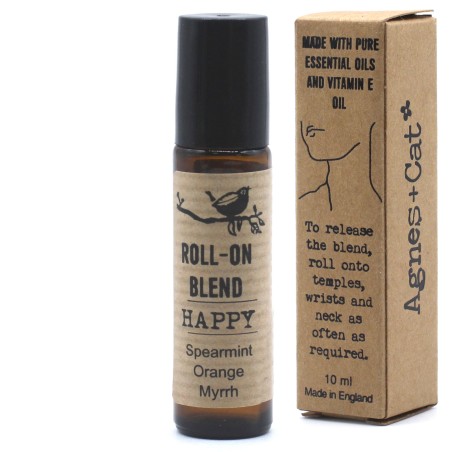 Roll-on Blend de Óleos Essenciais Felicidade Hortelã, Laranja e Mirra com vitamina E - 10ml.