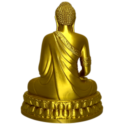 Figura de Buda Sentado Dourado - Resina PLA - 18x14x8,5cm - Decoração Zen e Espiritual