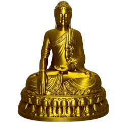 Figura de Buda Sentado Dourado - Resina PLA - 18x14x8,5cm - Decoração Zen e Espiritual