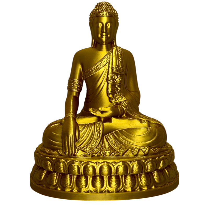 Figura Buda Sentado Dorada - Resina PLA - 18x14x8,5cm - Decoración Zen y Espiritual-ESTATUAS DE BUDA DE LATON-HOSTENATURA