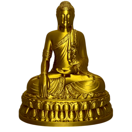 تمثال بوذا الجالس الذهبي - راتنج جيش التحرير الشعبى الصينى - 18x14x8.5 سم - زين وزخرفة روحية