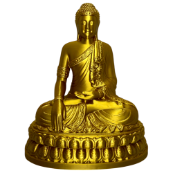 Figura de Buda Sentado Dourado - Resina PLA - 18x14x8,5cm - Decoração Zen e Espiritual