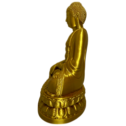 Golden Sitting Buddha Figure - PLA Resin - 18x14x8.5cm - Zen and Spiritual Decoration