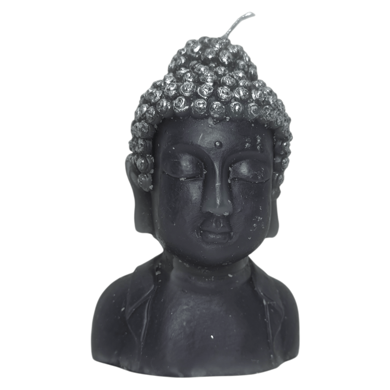 Grey Buddha-shaped candle - 12.5x8x6.5cm-ESOTERIC CANDLES AND CANDLES-HOSTENATURA