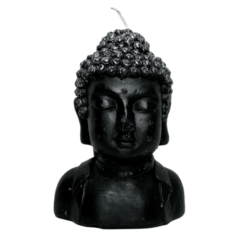 Lumânare neagră în formă de Buddha - 12,5x8x6,5cm-LUMANARI SI LUMANARI EZOTERICE-HOSTENATURA