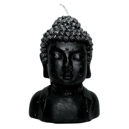 Bougie en forme de Bouddha noir - 12.5x8x6.5cm