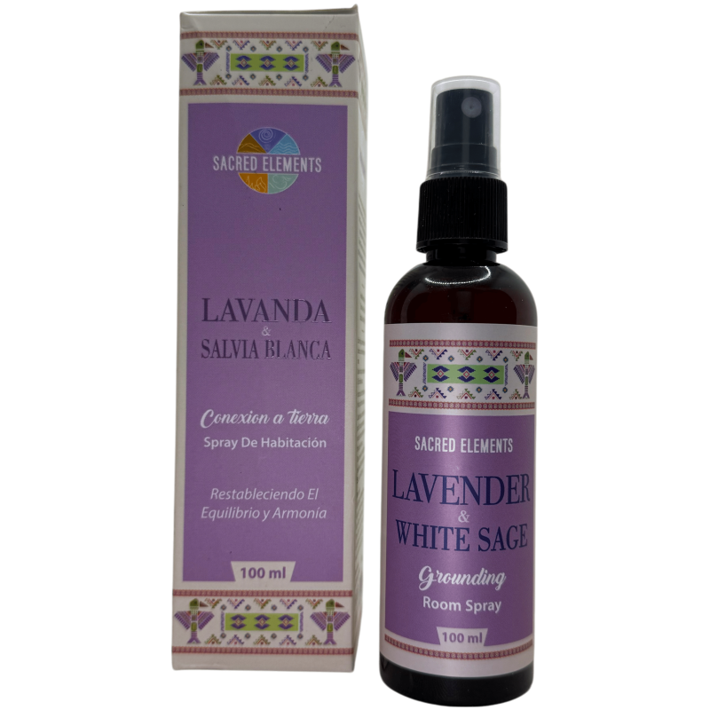 Spray Ambientador Salvia Blanca i Lavanda Connexió a Terra SACRED ELEMENTS de HEM - 100ml. - Restablint l'equilibri-Spray Ambientador per a Llars i Habitacions HEM Sacred Elements-HOSTENATURA