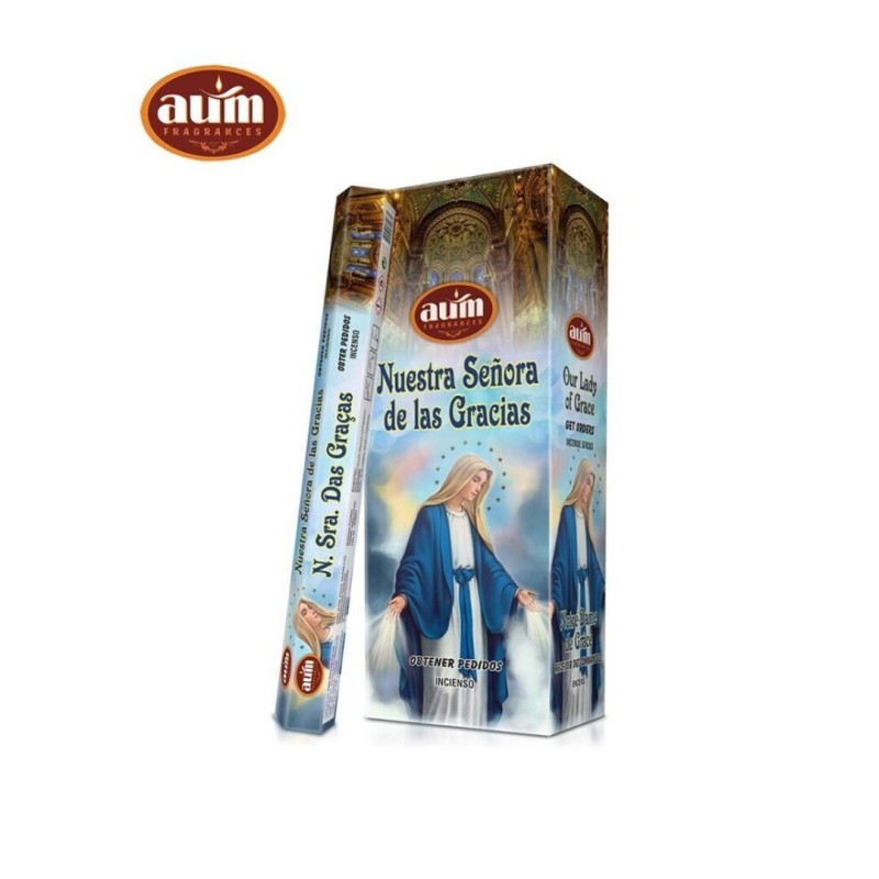 Incenso Nossa Senhora das Graças AUM Fragrances - Caixa de 6 caixas de incenso de 20 barras - Receber encomendas-Incenso Hexagonal AUM Fragrances-HOSTENATURA