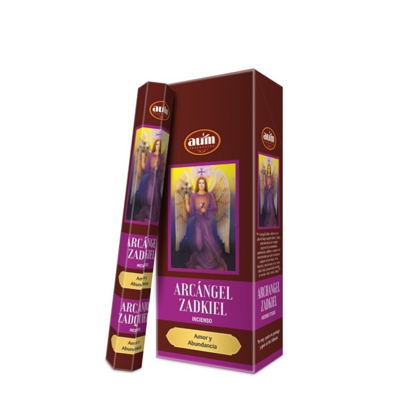 Archangel Rökelse Zadquiel AUM Fragrances - Låda med 6 rökelselådor med 20 barer - Kärlek och överflöd-AUM Dofter Sexkantig Rökelse-HOSTENATURA