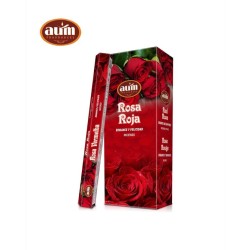 Incenso de Rosa Vermelha AUM Fragrances - Caixa de 6 caixas de incenso de 20 barras - Romance e Felicidade