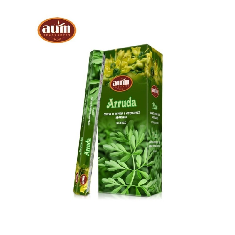 Incienso Ruda AUM Fragrances - Caixa de 6 caixetes de 20 barretes - Contra l'Enveja i Vibracions Negatives-Incienso Hexagonal AUM Fragrances-HOSTENATURA