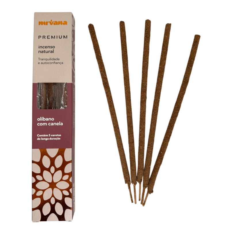 Frankincense Frankincense and Cinnamon Premium Nirvana Brazil Tranquility and Self-confidence - 5 thick handmade sticks - Made i-Premium Line Incense Nirvana Brazil-HOSTENATURA