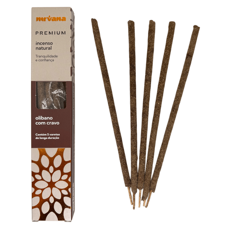 Premium Nirvana Brasile Incenso e chiodi di garofano Tranquillità e fiducia - 5 bastoncini spessi fatti a mano - Made in Brazil-Linea Premium Incenso Nirvana Brasile-HOSTENATURA