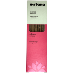 Incienso Olíbano y Rosas Natural Nirvana Brasil Tranquilidad y Armonía - 9 varillas artesanales - Hecho en Brasil