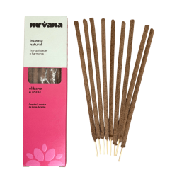 Incenso Natural Nirvana Brasil e Rosas Tranquilidade e Harmonia - 9 palitos feitos à mão - Feito no Brasil