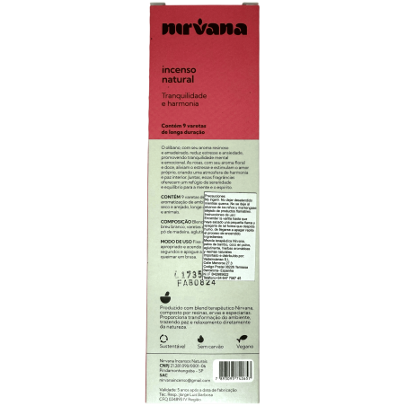 Natural Nirvana Brazil Rökelse och rosor Stillhet och harmoni - 9 handgjorda pinnar - Made in Brazil