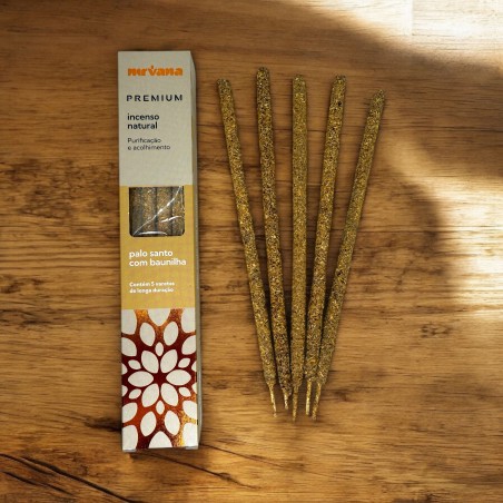 Encens Palo Santo et Vanille Premium Nirvana Brésil Purification - 5 bâtonnets épais faits à la main - Fabriqué au Brésil