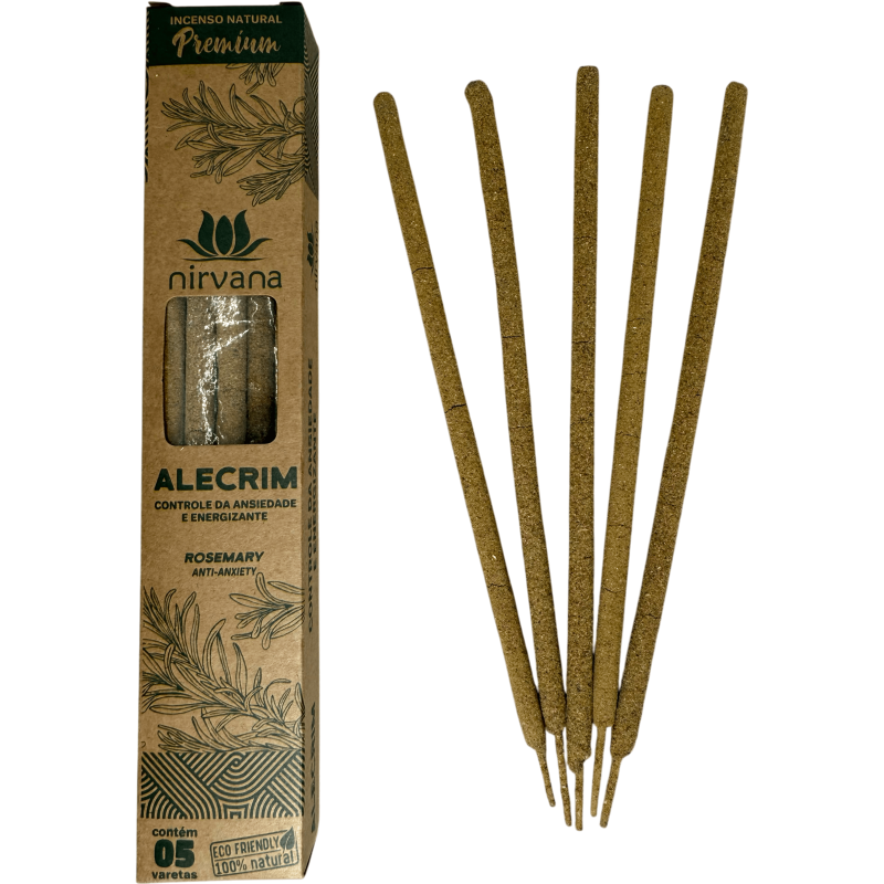 Premium Rosemary Incense Nirvana Brazil Kontroluje niepokój i energetyzuje - 5 grubych, ręcznie robionych patyczków - Wyprodukow-Kadzidło z linii premium Nirvana Brazylia-HOSTENATURA