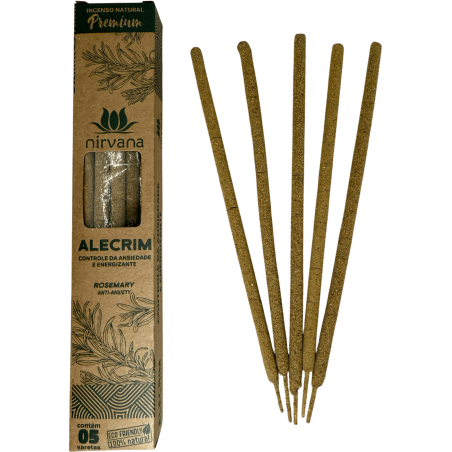 Premium Rosemary Incense Nirvana Brazil Kontroluje niepokój i energetyzuje - 5 grubych, ręcznie robionych patyczków - Wyprodukow
