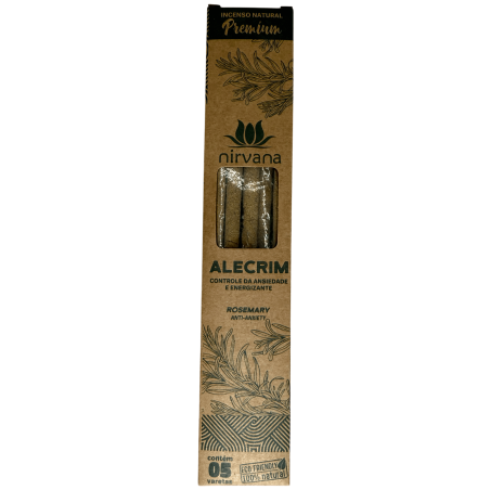 Premium Rosemary Incense Nirvana Brazil Controls Anxiety & Energizing - 5 Thick Handmade Sticks - Made in Brazil