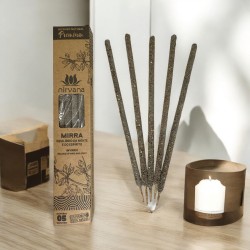 Incenso de Mirra Premium Nirvana Brasil Balance Mind and Spirit - 5 palitos grossos feitos à mão - Feito no Brasil