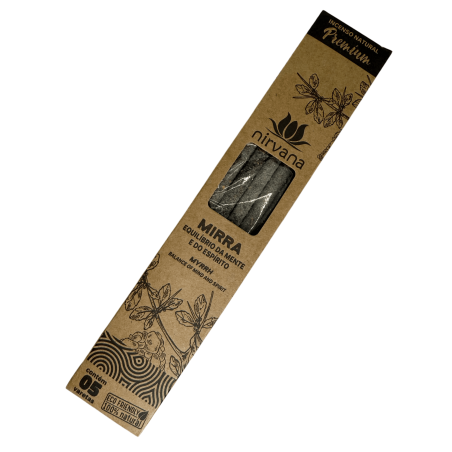 Incienso Mirra Premium Nirvana Brasil Equilibrio Mente y Espíritu - 5 varillas gruesas artesanales - Hecho en Brasil