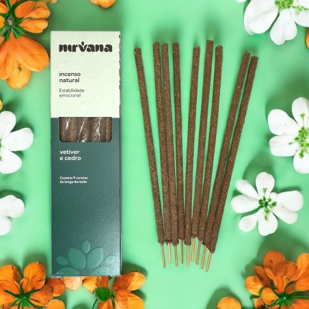 Natural Nirvana Brazil Vetiver & Cedar Rökelse Emotionell Stabilitet - 9 Handgjorda Pinnar - Made in Brazil