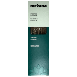 Incenso Natural Nirvana Brasil Vetiver & Cedro Estabilidade Emocional - 9 Palitos Feitos à Mão - Feito no Brasil