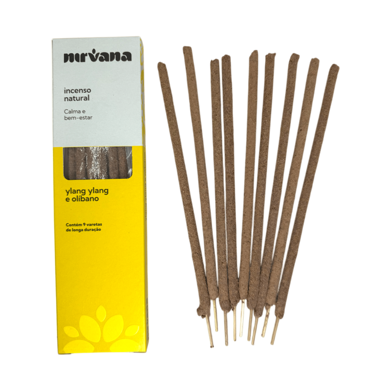 Incenso Natural Nirvana Brasil Ylang e Incenso Natural - 9 palitos feitos à mão - Feito no Brasil-Linha Nirvana Natural Tradicional Brasil-HOSTENATURA