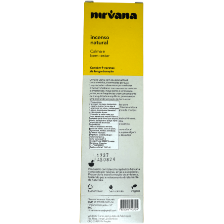 Incienso Ylang Ylang i Olíban Natural Nirvana Brasil Calma i Benestar - 9 varetes artesanals - Fet al Brasil