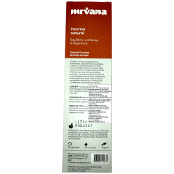 Incienso Vetiver, Almizcle y Ámbar Natural Nirvana Brasil Equilibrio y Confianza - 9 varillas artesanales - Hecho en Brasil