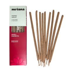 Incienso Granada y Mandarina Natural Nirvana Brasil Creatividad y Motivación - 9 varillas artesanales - Hecho en Brasil