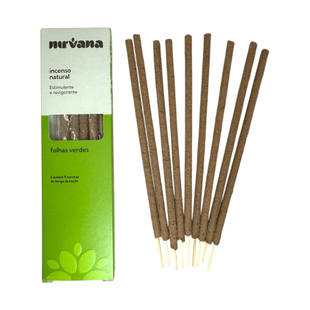 Incienso Hojas Verdes Natural Nirvana Brasil Estimulante y Refrescante - 9 varillas artesanales - Hecho en Brasil