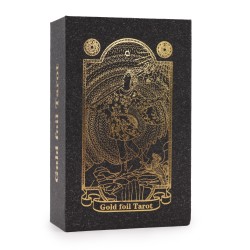 Jeu de cartes de tarot avec feuille d’or et livre - Coffret cadeau - 78 cartes et livre