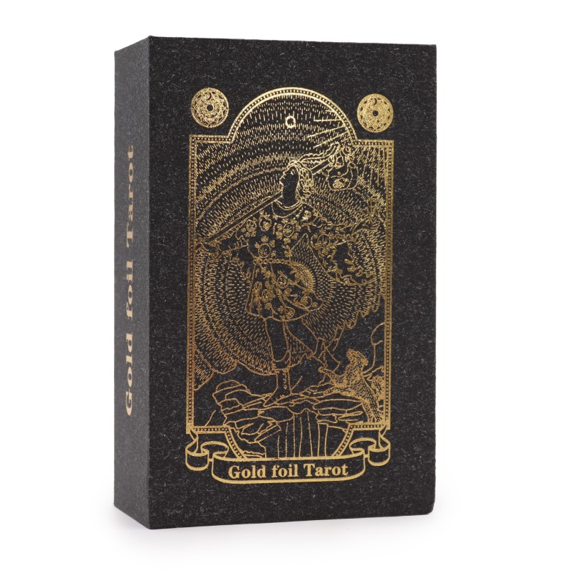 Jeu de cartes de tarot avec feuille d’or et livre - Coffret cadeau - 78 cartes et livre-TAROT-HOSTENATURA