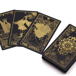 Gioco di Tarocchi con Lamina d'Oro e Libro - Cofanetto Regalo - 78 Carte e Libro