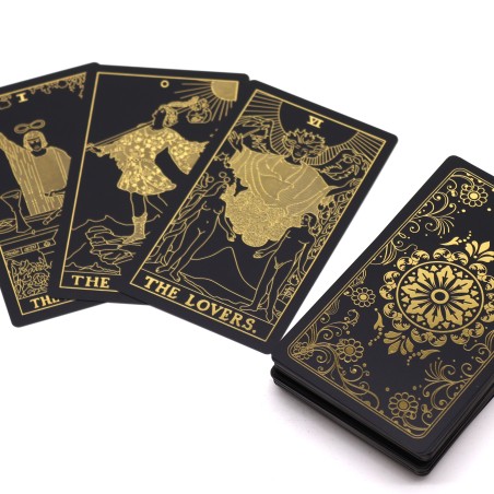 Jogo de Cartas de Tarô com Folha de Ouro e Livro - Caixa de Presente - 78 Cartas e Livro