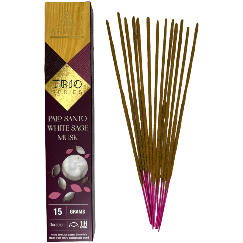 Encens AROMA Trio Palo Santo, Sauge Blanche et Musc - Trio Series 1 pack 15gr.-Encens TRIO Aroma Parfums-HOSTENATURA